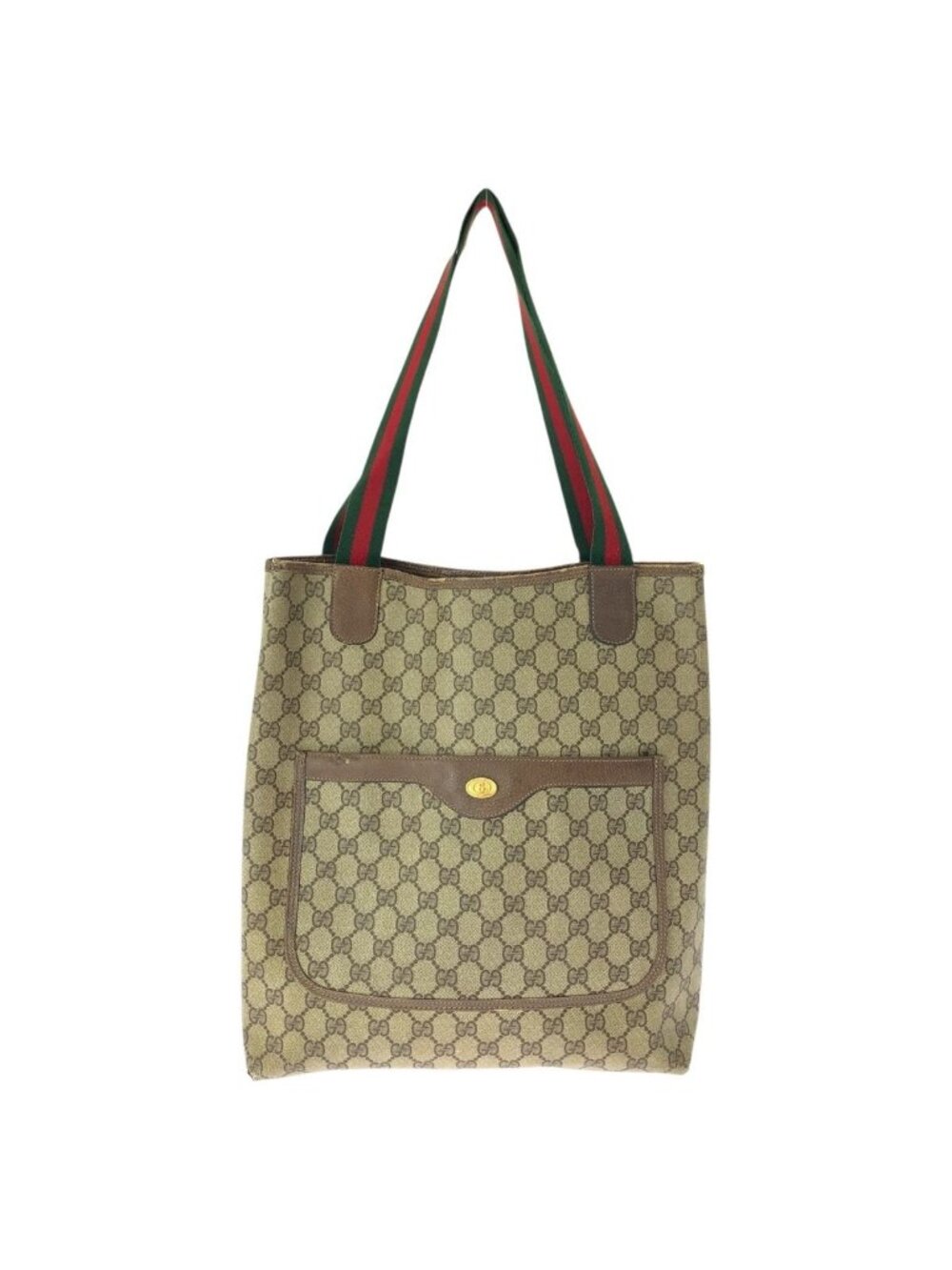 Gucci Vintage Sherry Brown Gold Leather Tote Bag